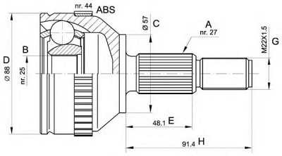 OPEN PARTS cvj520010 -  Шарнирный комплект, приводной вал